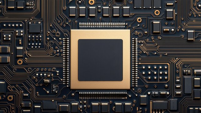 Close-up of a computer processor on a circuit board.