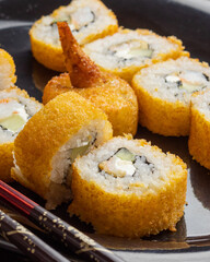 Breaded sushi roll with shrimp