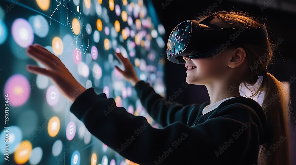 Aufkleber a high-tech amusement park with virtual reality rides and interactive attractions