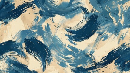 Bold blue brush strokes contrast with a beige backdrop, forming an abstract pattern ideal for art projects, digital backgrounds, or inspiring creative designs.