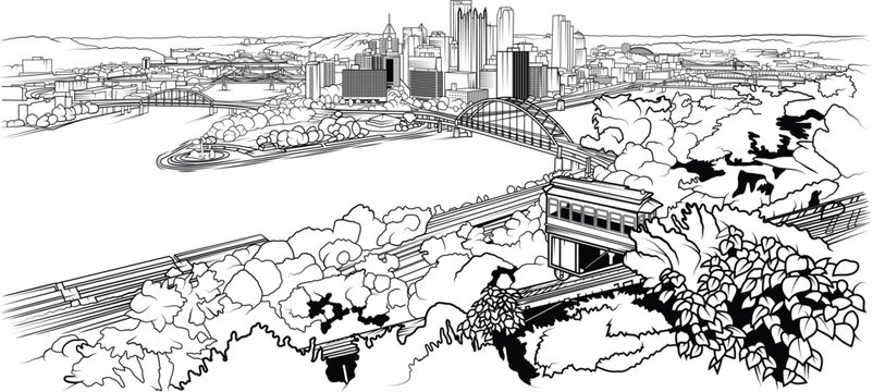  illustrated vector graphic of Pittsburgh, Pennsylvania 