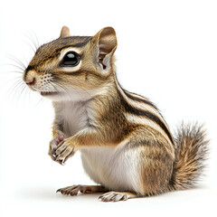 Fototapeta premium Curious Eastern Chipmunk in Natural Habitat: Close-Up of Woodland Wildlife and Native Species Behavior