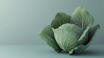 Obraz premium Vibrant green cabbage head, detailed illustration