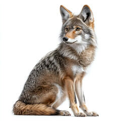 Obraz premium Majestic Coyote Portrait: Alert Wild Canine in Natural Wild Grassland Habitat
