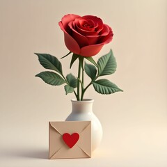 Love Letter with Red Rose