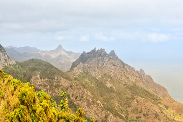 Panoramic view of mountain landscape at Anaga Rural Park, Tenerife