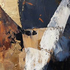 Abstract gold, brown, white, and black paint texture.