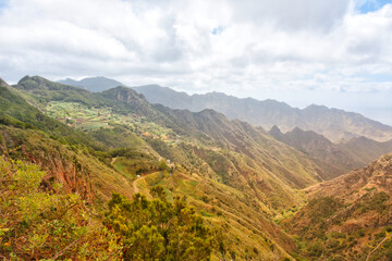 Naklejka premium Panoramic view of mountain landscape at Anaga Rural Park, Tenerife
