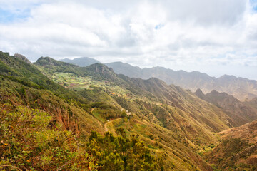Fototapeta premium Panoramic view of mountain landscape at Anaga Rural Park, Tenerife