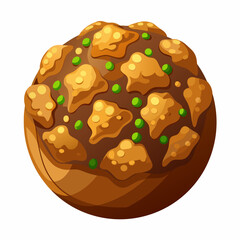 Colorful cartoon cookie with chocolate chips and green sprinkles