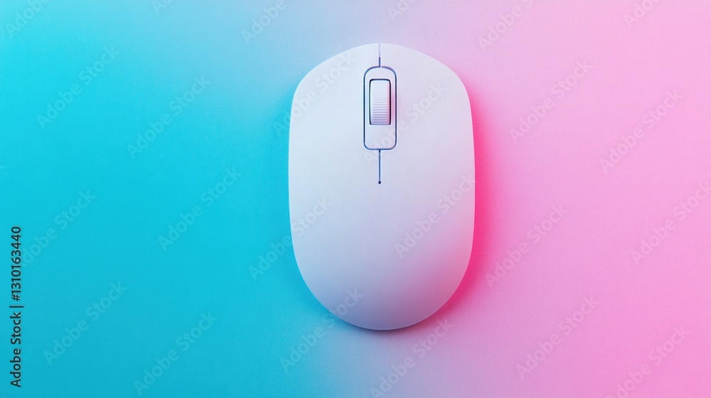 Poster modern white computer mouse on vibrant gradient background