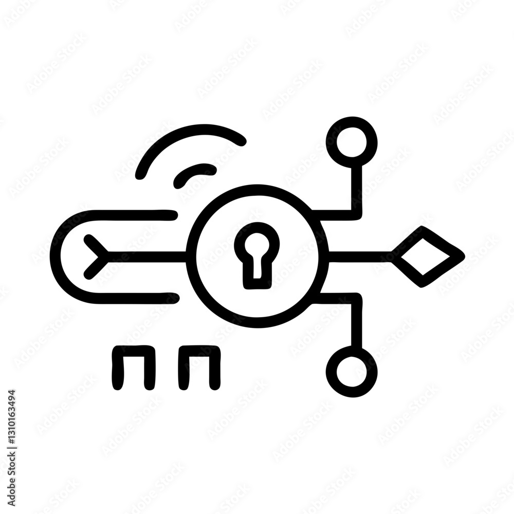 Poster data encryption icon representing security in digital technology concept