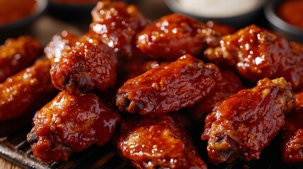 Crispy, saucy chicken wings piled high
