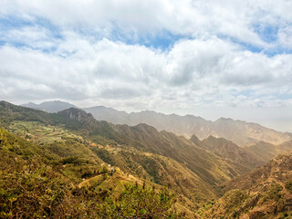 Panoramic view of mountain landscape at Anaga Rural Park, Tenerife