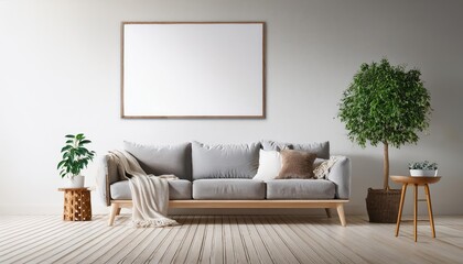 Farmhouse Interior Living Room Mockup in White Gray Serene Elegance Meets Rustic Charm, Embracing Warmth and Minimalist Aesthetics