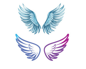 A Wings icon set featuring  designs—angel wings, bird wings, abstract, fantasy, and tribal styles. Perfect for tattoos, logos, posters, games, and creative or spiritual design projects.