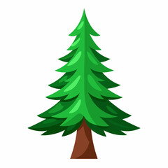 Vibrant green pine tree illustration against a clean white background