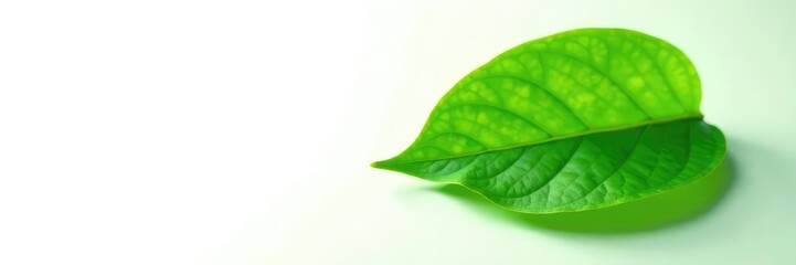 Fototapeta premium Fresh green leaf isolated on white background, plants, botany, nature