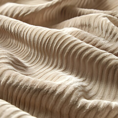 Textured fabric with ripples and waves captured in natural light creating a serene atmosphere suitable for decor