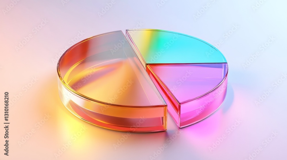 Aufkleber a futuristic d pie chart with brilliant, glossy colored sections and smooth reflections, all set aga