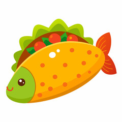 Colorful taco with fresh ingredients on a bright background