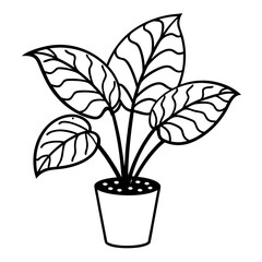 Intricate line art of lush green leaves against a clean background