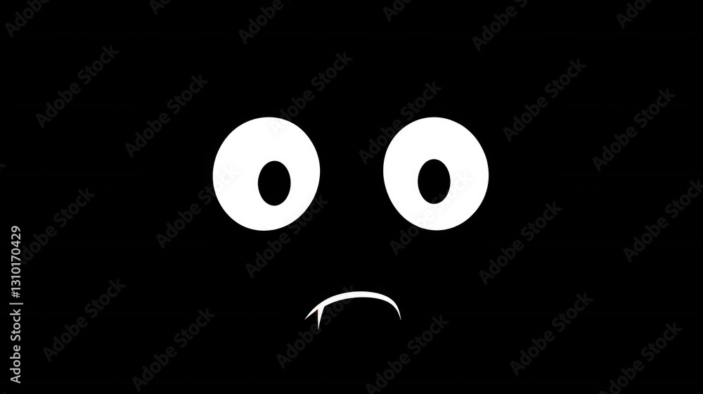 Aufkleber fearful expression of a minimalist dark face with wide eyes creating an eerie atmosphere in monochro