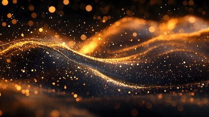 Golden particles create a shimmering wave effect