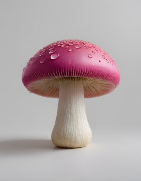 An isolated pink mushroom against a white background