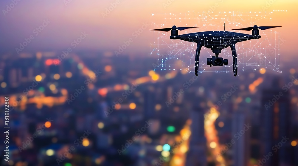 Poster a high-tech disaster response center using drones and ai for coordination