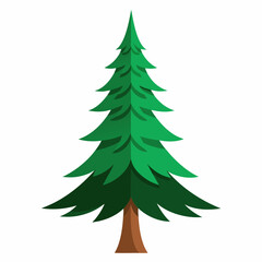 Stylized green pine tree illustration on a white background, ideal for seasonal designs