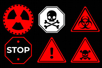 Conceptual HUD danger zone layout featuring red warning frames and futuristic alert elements. High-quality vector illustration perfect for print and digital interfaces, including caution signs, attent