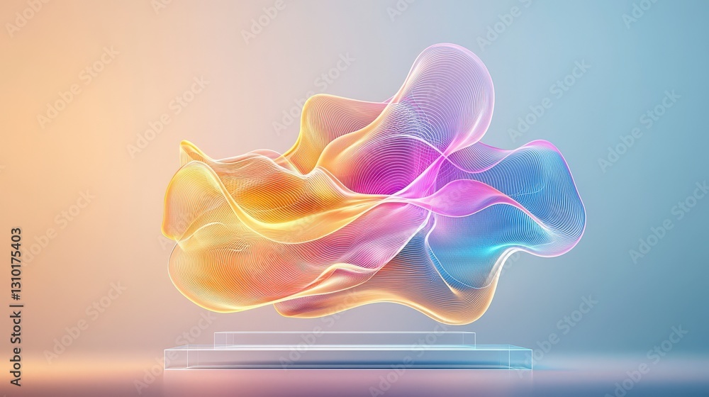 Poster abstract colorful waves of light and texture create a dynamic visual effect against a soft gradient 