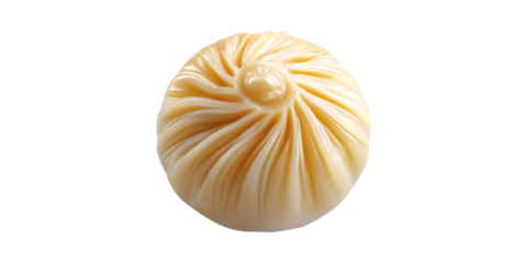 Realistic yellow cheese dumpling with detailed texture isolated on transparent background