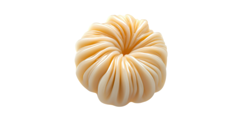 Creamy beige dough sculpture resembling pumpkin form isolated on transparent background