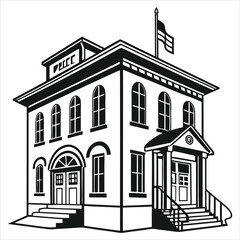 silhouette post office on white background