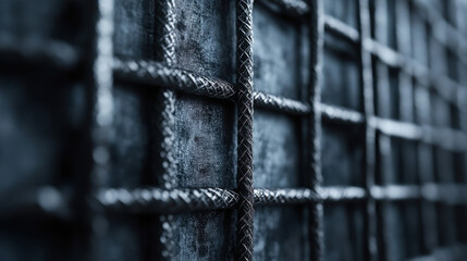 The close-up view highlights the intricate design and texture of steel mesh intended for use in concrete construction. This durable material plays a vital role in strengthening structures