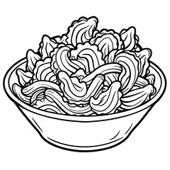 Detailed illustration of a bowl filled with various leafy vegetables