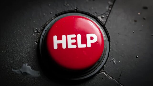 Red Help Button on a Dark Background