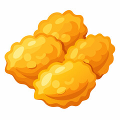 Bright and fluffy golden biscuits stacked on a white background