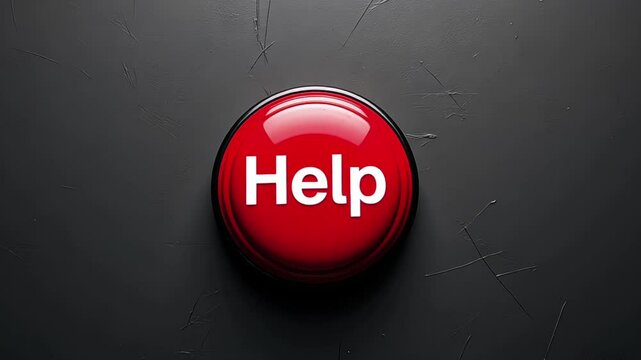 Red Help Button on a Dark Background