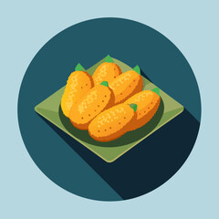 Vibrant illustration of fresh oranges on a green leaf background