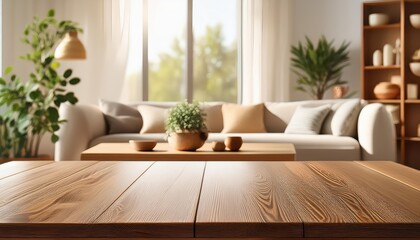 Warm and Inviting Cozy Home Interior Backdrop with Product Placement, Set Against a Neutral Palette and Textured Tabletop, Perfect for Digital Art, Home Decor or Design Inspiration.