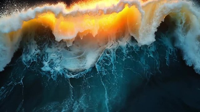 Powerful ocean wave crashing, vibrant colors, dramatic scene, stunning nature, perfect for backgrounds