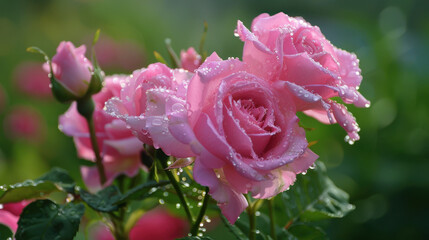 Fototapeta premium pink rose with water drops