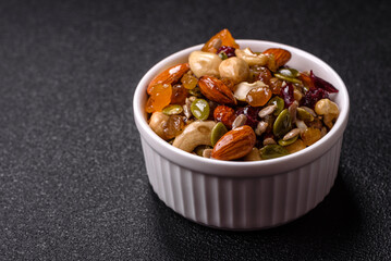 Honeyed cashew nuts, walnuts, hazelnuts, pine nuts and dried fruits
