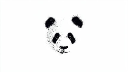   A black-and-white drawing of a panda bear with black spots on its fur against a white background is optimized as Black Pandora Bear on White Background
