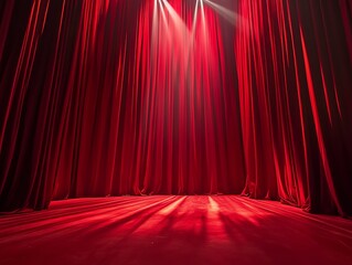 Magic theater stage red curtains Show Spotlight