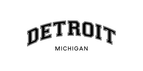 Detroit Michigan Arched Vintage Lettering Design, Black Typography Vector Illustration