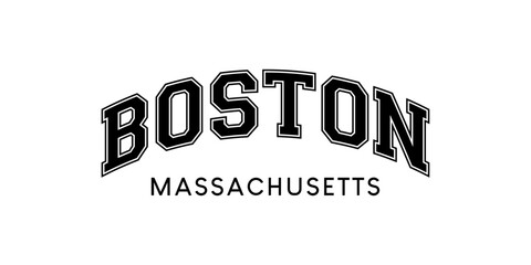 Boston Massachusetts Arched Vintage Lettering Design, Black Typography Vector Illustration